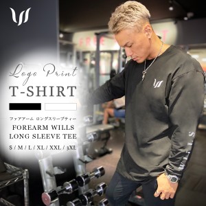 Tシャツ メンズ 長袖 オーバーサイズ ロンT ロングスリーブ Tシャツ ビックシルエット 袖ロゴ WILLS FITNESS ウィルズ フィットネス SLEE