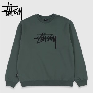 Stussy スウェット ステューシー ロゴ クルーネック STUSSY SOLID STOCK EMBROIDERY CREW FERN GREEN トレーナー メンズ 海外限定 ユニセ