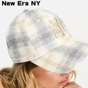 ニューエラ キャップ NEW ERA 帽子 Women’s NY tartan check cap in light grey キャップ レディース かわいい 韓国 ストリート NY 正規