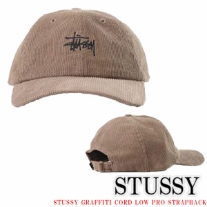Stussy ステューシー キャップ STUSSY GRAFFITI CORD LOW PRO STRAPBACK DARK KHAKI 帽子 スナップバック ロゴ 人気 ぼうし アクセサリー