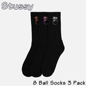 Stussy ソックス 3枚パック ステューシー 靴下 8ボール くつした ロゴ 人気 8 Ball Crewcut Socks 3 Pack ストリート系 アクセサリー メ