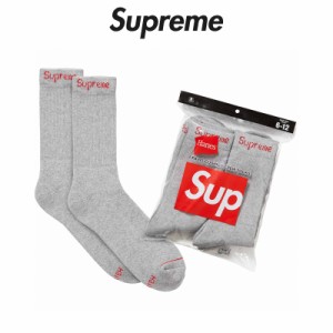 シュプリーム 4枚パック ソックス Supreme Hanes Crew Socks (4 Pack) ヘインズ グレー 靴下 ロゴ メンズ 正規品 [衣類] ユ00572