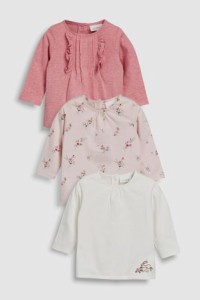 ネクスト NEXT ピンク プリティ 長袖 Tシャツ 3 枚パック 総柄 花柄 無地 子供服 ベビー服 女の子 ユニセックス 新生児 パジャマ ベビー