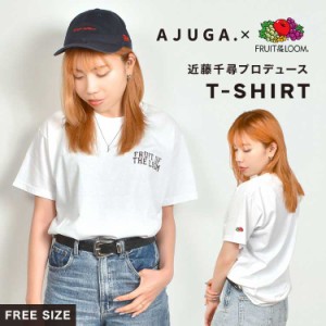 【特典付き】Tシャツ レディース おしゃれ ロゴ FRUIT OF THE LOOM フルーツオブザルーム AJUGA アジュガ ブランド 白Tシャツ 半袖 無地 