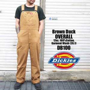 オーバーオール メンズ Dickies ディッキーズ DB100 DB-100 Brown Duck ブラウンダック ブラウン ダック ストライプ 大きい 大きいサイズ