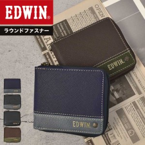 二つ折り財布 EDWIN エドウィン メンズ ラウンドファスナー ブランド 小銭入れあり お札入れ カード入れ 中学生 高校生 ギフト プレゼン