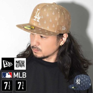 キャップ ニューエラ NEWEAR 59FIFTY メンズ 深め モノグラム LA NY ドジャース ヤンキース キャップ 帽子 フラットバイザー ブランド 大