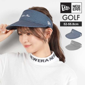 ニューエラ ゴルフ サンバイザー レディース 日除け 紫外線対策 NEWERA GOLF つば広 ブランド 帽子 おしゃれ 千鳥柄 千鳥格子 ブラック 