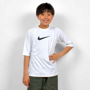 ラッシュガード NIKE ナイキ キッズ 男の子 半袖 子供 フードなし かぶり 130 140 150 160cm NESSD828 N100 白 ホワイト ソリッドショー