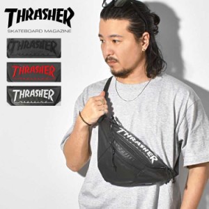 ウエストバッグ メンズ レディース 大容量 撥水 アウトドア THRASHER スラッシャー ブランド ロゴ 刺繍 ブラック THR-145 撥水 シンプル 