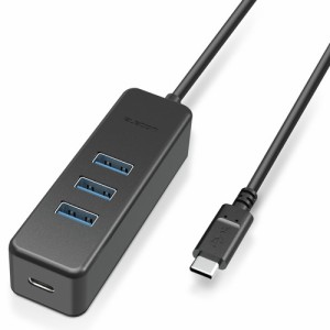 エレコム ELECOM USBハブ タイプC USB3.0 USBメス × 3ポート マグネット付 PC給電 セルフパワー バスパワー Power Delivery ブラック U3