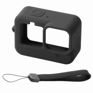 エレコム ELECOM GoPro HERO9 Black用 シリコンケース ハンドストラップ付き アクションカメラ ゴープロ9 ブラック AC-GP9BSSCBK