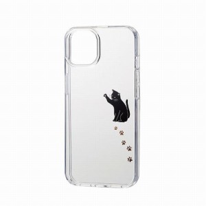 エレコム ELECOM iPhone13 ケース カバー ハイブリッドケース アップルマーク 黒ネコ PM-A21BTSGCAT