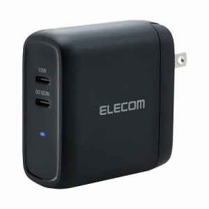 エレコム AC充電器 USBコンセント Type-Cポート×2 合計68W 小型 軽量 ブラック MPA-ACCP24BK