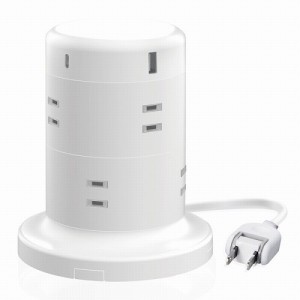 エレコム 電源タップ コンセント×8個口 (USB-C×2 USB-A×3) 45W タワー型 ホワイト ECT-2120WH