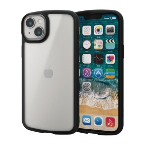 エレコム iPhone 14 Plus ケース カバー ハイブリッド PM-A22BTSLFCSBK 耐衝撃 衝撃吸収 軽量 薄型 ストラップホール付 背面マットクリア