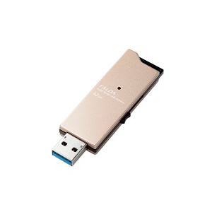 エレコム USBメモリUSB3.0対応 スライド式 高速転送 アルミ素材 32GB ゴールド MF-DAU3032GGD USBﾒﾓﾘｰ / USB3.0対応 / ｽﾗｲﾄﾞ式 