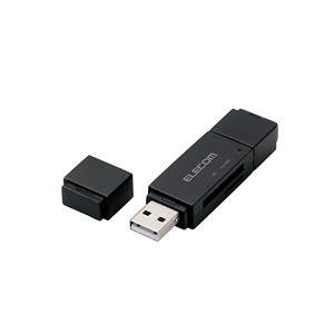 エレコム カードリーダー USB2.0 microUSBコネクタ搭載 スティックタイプ パソコン スマホ タブレット対応 ブラック MRS-MBD09BK メモリ