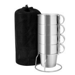 ステンレス ダブルウォール MAG 4P BAG STAND付 2重構造カップ コーヒーカップ キャンプ アウトドア 定形外郵便送料無料