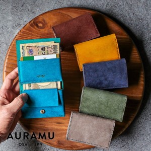 AURAMU 日本製 イタリアンスクラッチ オイルレザー イージーウォレット CESC 小さい財布 本革 イタリアンレザー コンパクト財布 三つ折り