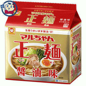 送料無料 袋麺 東洋水産 マルちゃん 正麺 醤油味 5食×6袋入×3ケース