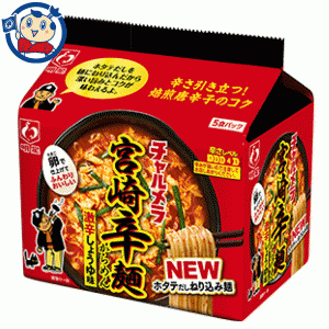 送料無料 インスタント袋麺 明星 チャルメラ 宮崎辛麺 5食パック×6個入×1ケース