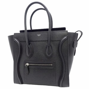 CELINE(セリーヌ) ラゲージ マイクロショッパー ハンドバッグ トートバッグ カーフ ブラック黒 シルバー金具 189793DRU.38NO(2023年11月