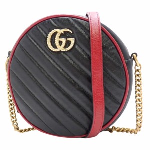 GUCCI(グッチ) GGマーモント ラウンド チェーンショルダーバッグ ショルダーバッグ 斜め掛け クロスボディ バイカラー キルティング レザ