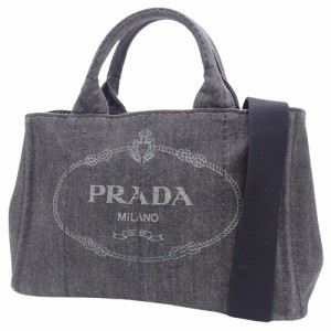 PRADA(プラダ) CANAPA カナパ ハンドバッグ 2WAY ショルダー 肩掛け 斜め掛け トート デニム DENIM NERO ネロ ブラック黒 ゴールド金具 1