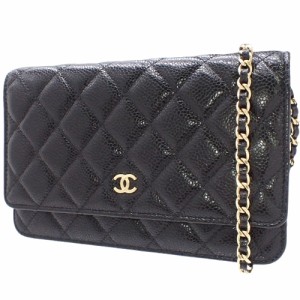 CHANEL(シャネル) マトラッセ ココマーク チェーンウォレット 長財布 ショルダーバッグ 肩掛け 斜め掛け キャビアスキン ブラック黒 ボル