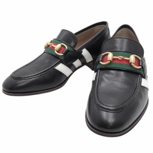 GUCCI(グッチ) アディダスコラボ ローファー ローファー/スリッポン シューズ 靴 ウェブライン 36 1/2 レザー ブラック黒 グリーン緑 レ