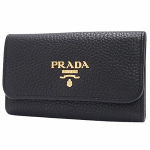 PRADA(プラダ) 6連キーケース キーケース 六連 三つ折り 小物 レザー VITELLO GRAIN NERO ブラック黒 ゴールド金具 1PG222 レディース 40