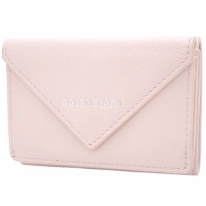 BALENCIAGA(バレンシアガ) PAPIER MINI WALLET ペーパー ミニ ウォレット コンパクト財布 3つ折り 三つ折り 小物 カーフ ピンク桃 シルバ