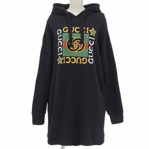 GUCCI(グッチ) ロゴプリント パーカーワンピース セットアップ/ワンピース アパレル ファッション スウェット XS コットン ブラック黒 61