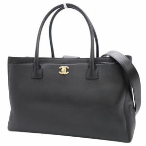 CHANEL(シャネル) ココマーク エグゼクティブ トート トートバッグ 2WAY ショルダーバッグ 肩掛け ハンド レザー ブラック黒 ゴールド金