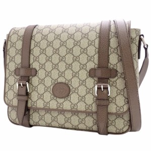 GUCCI(グッチ) GGメッセンジャーバッグ ショルダーバッグ 肩掛け 斜め掛け GGスプリームキャンバス ベージュ エボニー ブラウン茶 シルバ