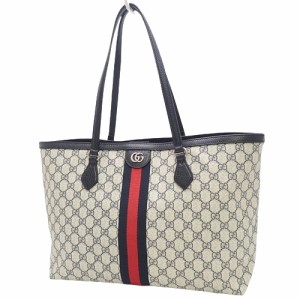 GUCCI(グッチ) オフィディア ミディアム GGトートバッグ トートバッグ 肩掛け ショッピングバッグ 通勤 通学 ベージュ＆ブルー ネイビー