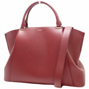 CARTIER(カルティエ) C ドゥ カルティエ バッグ MM ハンドバッグ 2WAY ショルダー 肩掛け トート トリヨンレザー ボルドー ゴールド金具 