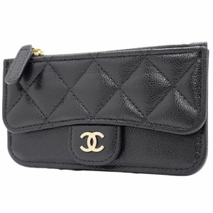 CHANEL(シャネル) マトラッセ クラシック フラグメントケース カードケース コインケース ミニ財布 小物 キャビアスキン ブラック黒 シャ