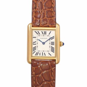 【保証書付】カルティエ タンクソロ SM W520002 YG/SS/レザー クオーツ 腕時計 2015年10月購入 ホワイト ブラウン レディース 4080209493