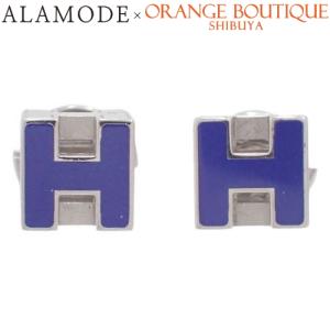 HERMES エルメス カージュドアッシュ Hキューブ ピアス 不味く ブルー 