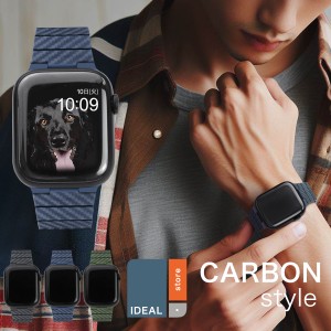 アップルウォッチ バンド カーボンSTYLE ベルト se メンズ 男性 人気 apple watch マグネット ベルト 38mm 40mm 41mm 42mm 44mm 45mm お