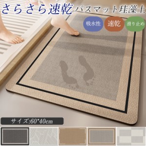 バスマット 珪藻土 40×60cm ソフト 大判 速乾 吸水 洗える 足拭き お風呂 水切り マット キッチン お手入れ簡単 浴室