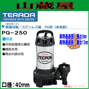 寺田ポンプ 水中ポンプ 汚水用 PG-250 口径40mm 単相100V