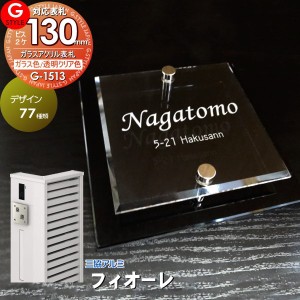 【表札 G-STYLE オリジナル】【アクリルガラス】【機能門柱】【機能ポール】 フィオーレ対応表札 【G-1513 130mm×B2-ガラスアクリル表札