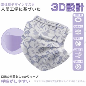 50枚セット マスク レースマスク 立体マスク 不織布マスク 使い捨てマスク 大人用 プリントマスク mask 防護マスク 防塵マスク プレゼン