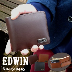 財布 EDWIN エドウィン 二つ折り財布 ボンデットレザー 送料無料 0510445 メンズ ウォレット レザー アンティーク ブラック チョコ ブラ