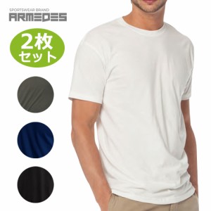 送料無料 ARMEDES アルメデス メンズ シャツ 半袖 同色2枚セット クール tシャツ スポーツ ジム ジョギング ランニング サッカー ウェア 