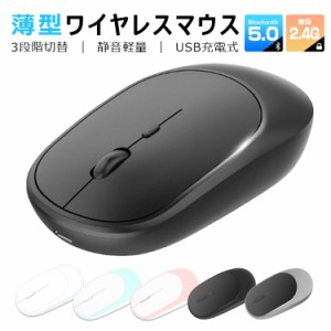 ワイヤレスマウス Bluetooth5.0 マウス 充電式 超薄型 静音 2.4GHz 無線 3DPIモード 無線マウス 高精度 軽量 パソコン PC/iPad/Mac/Windo