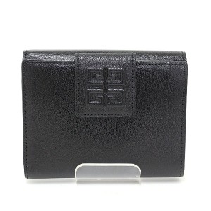 ジバンシィ GIVENCHY 4G Wホック二つ折り財布 ブラック 牛革 4Gエンブレム 日本製 未使用品